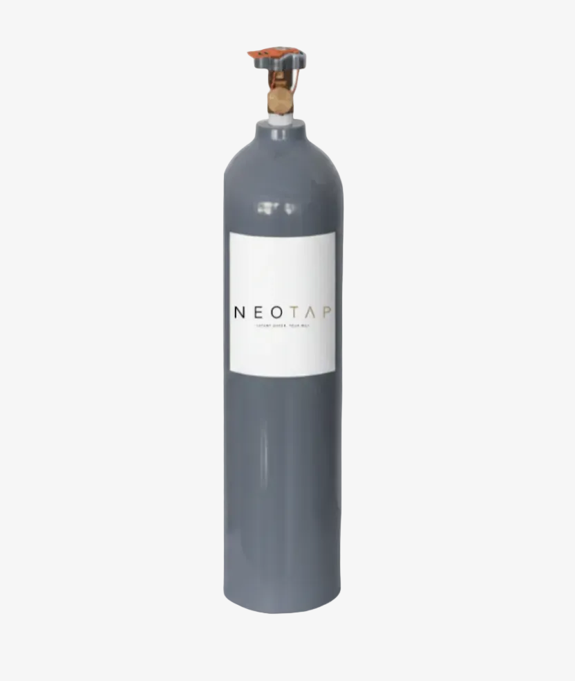 Gray Neotap gas cylinder on a white background